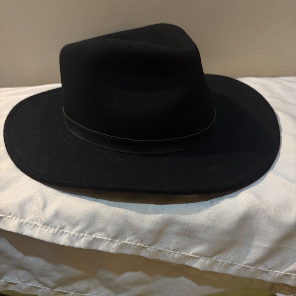 Pendleton Black Wool Fedora Hat Small Leather Ban… - image 2